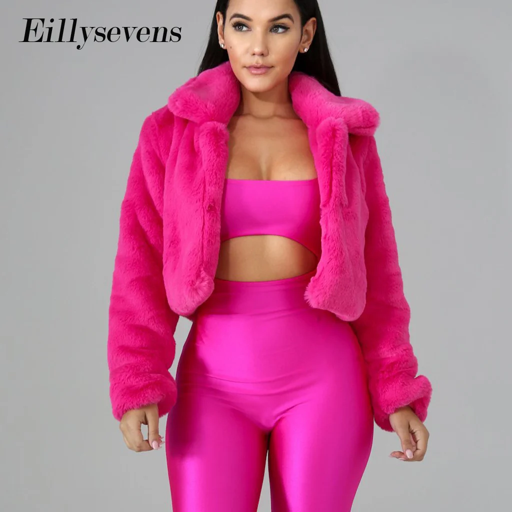 Укороченный топ зимние теплые пушистые пальто из искусственного меха женские