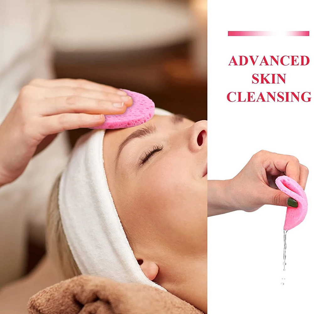 

50pcs Wood Pulp Pink Compress Face Cleaning Pad Water Absorb Sponge for Women Mekup Removal Puff Facial Exfoliat Baby Bath Tools