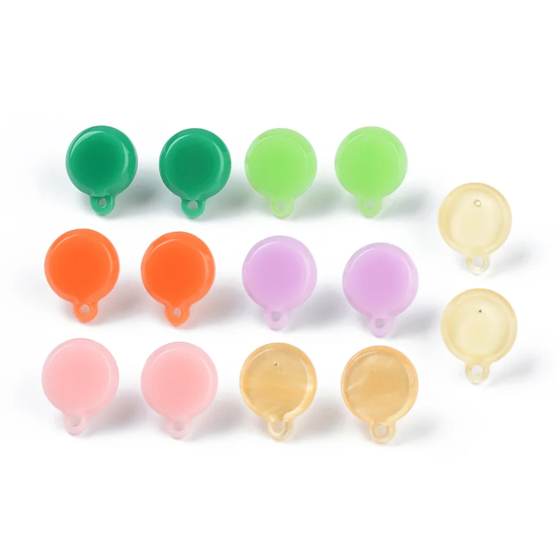 

10PCS 925 Silver Needle Macaron Color All-match Acrylic round Resin Ear Pin DIY Earrings Ornament Material Accessories