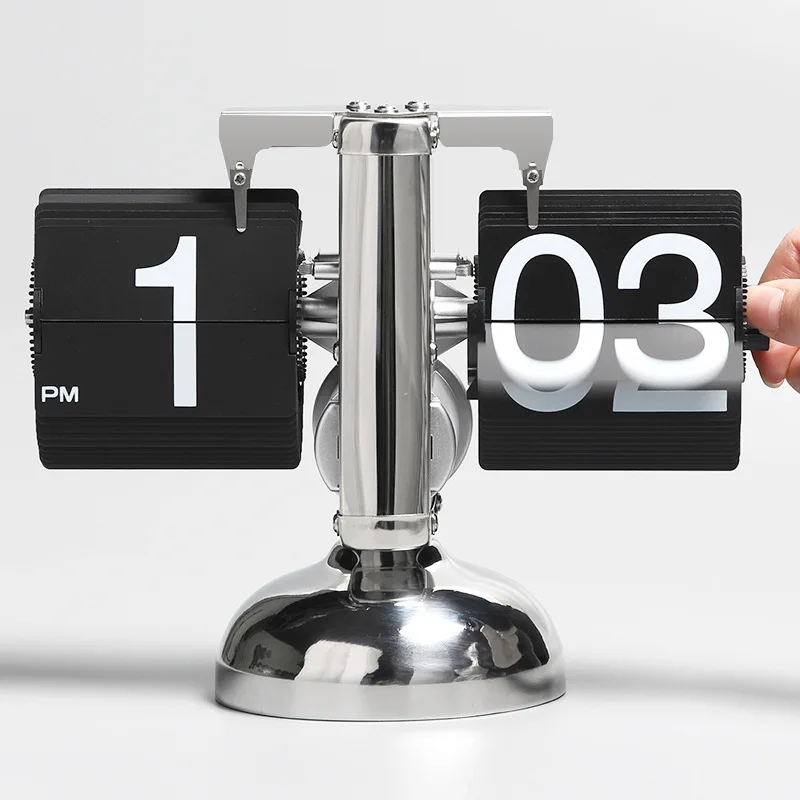 Flip Digital Alarm Clock Small Scale Table Clock Retro Flip Clock Flip Internal Gear Operated Quartz Clock Home Decor BS50AC