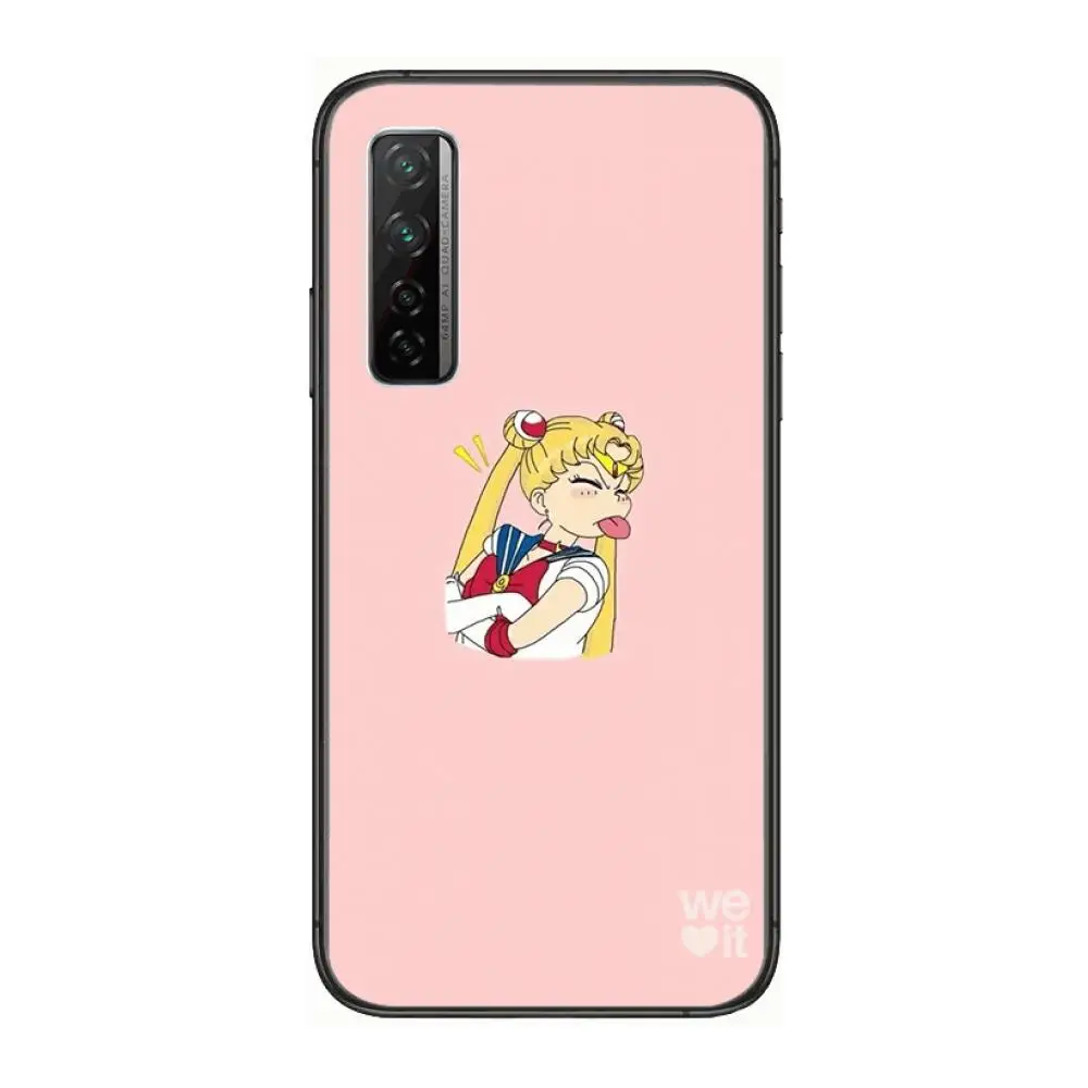 

Sailor-Moon cute Phone Case For Huawei Nova 2 3 4 5 6 7 8 SE i E Pro Lite Black Etui Coque Painting Hoesjes comic fashion