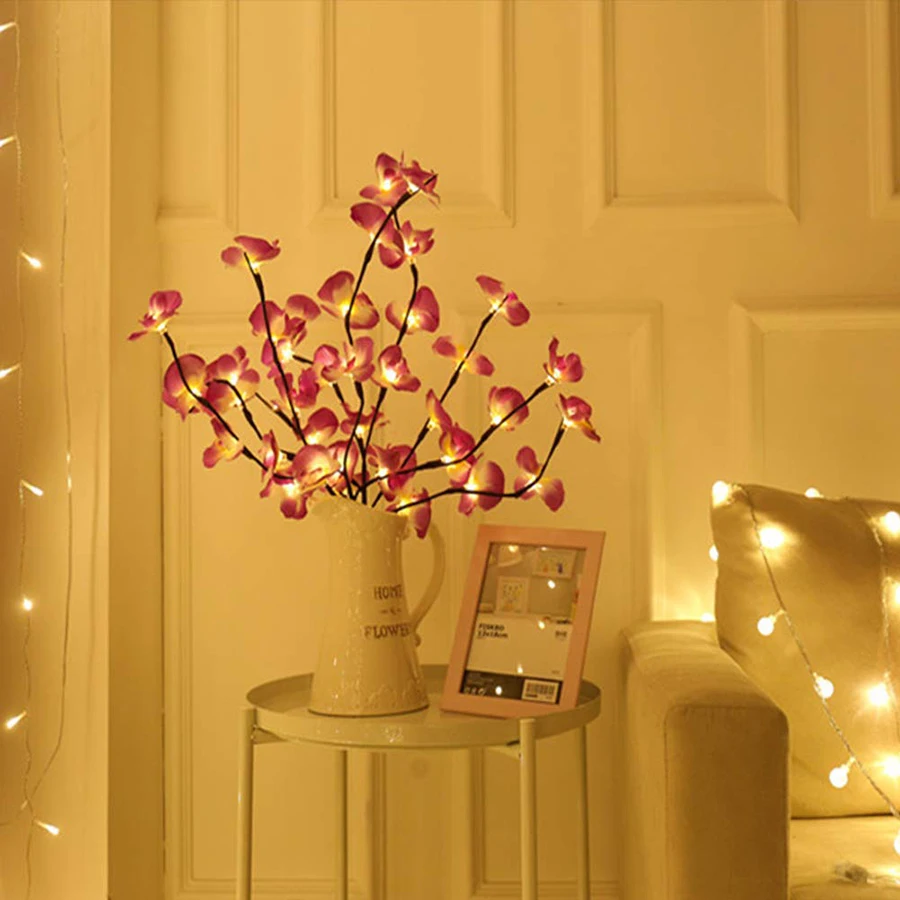 Battery Powered Led Branches Decorative Lights Moth Orchid Branch Light Tall Vase Filler Lighted Willow Twig For Home Decoration