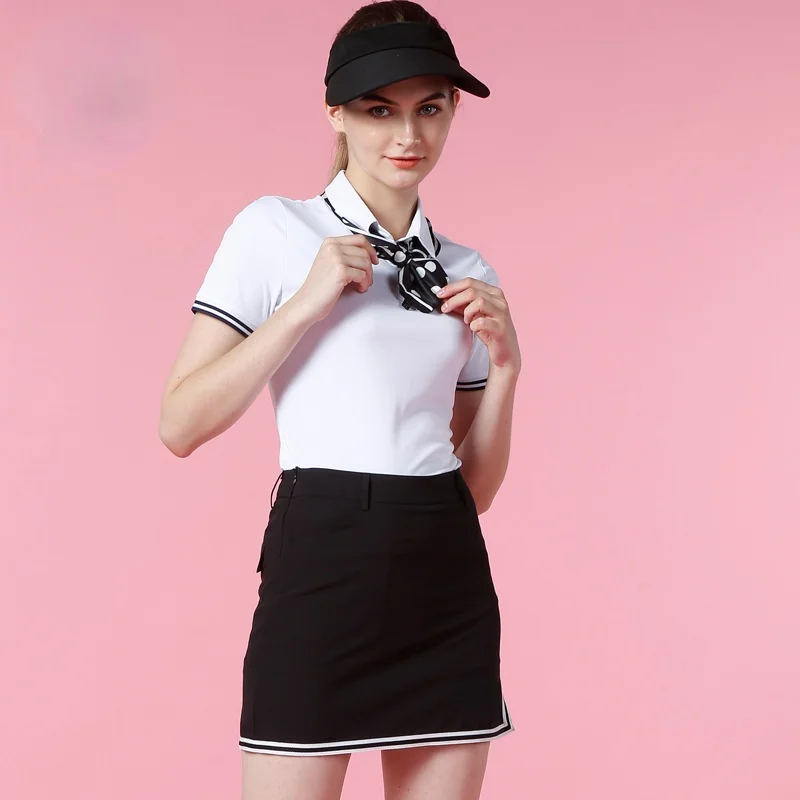 

Golf Clothing Women's Summer 2021 Women's Short-sleeved T-shirt Bowknot Dress Slim Short Skirt Suit Jersey Golf Clothes Women