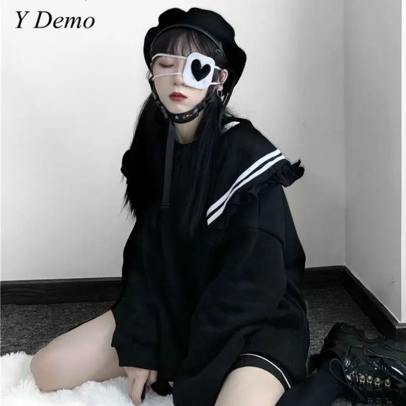 Женская толстовка в японском стиле Харадзюку С Длинным Рукавом и полосатым