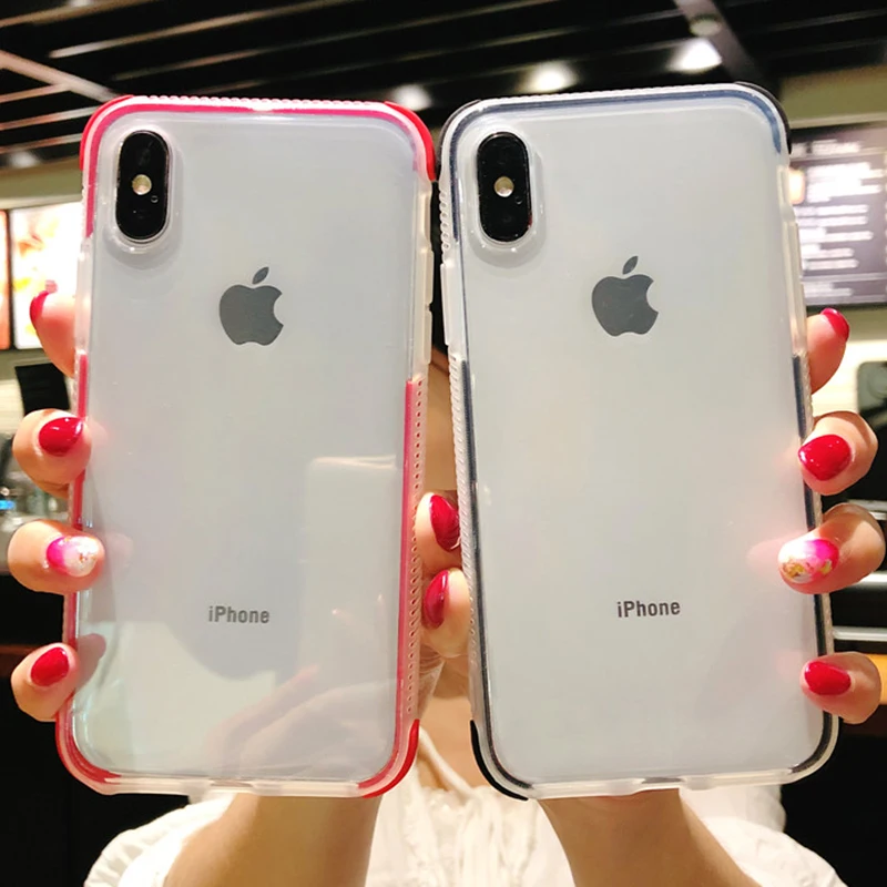 Двухслойный противоударный Прозрачный чехол для iphone 11 X XR XS MAX 10 7 8 6s 6 Plus 6D Gasbag полный корпус прозрачный мягкий ТПУ задняя крышка