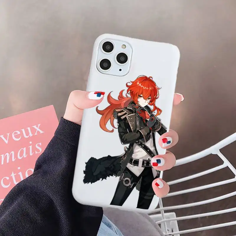 

genshin impact Phone Case White Candy Color for iPhone 6 7 8 11 12 s mini pro X XS XR MAX Plus