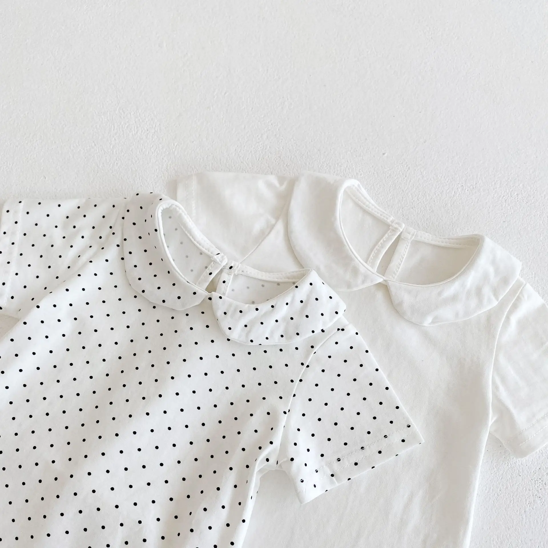 Peleles adorables para ni&ntilde;as peque&ntilde;as, Mono de algod&oacute;n de manga corta con cuello de p&eacute;talo para reci&eacute;n nacidos, ropa de una pieza-2