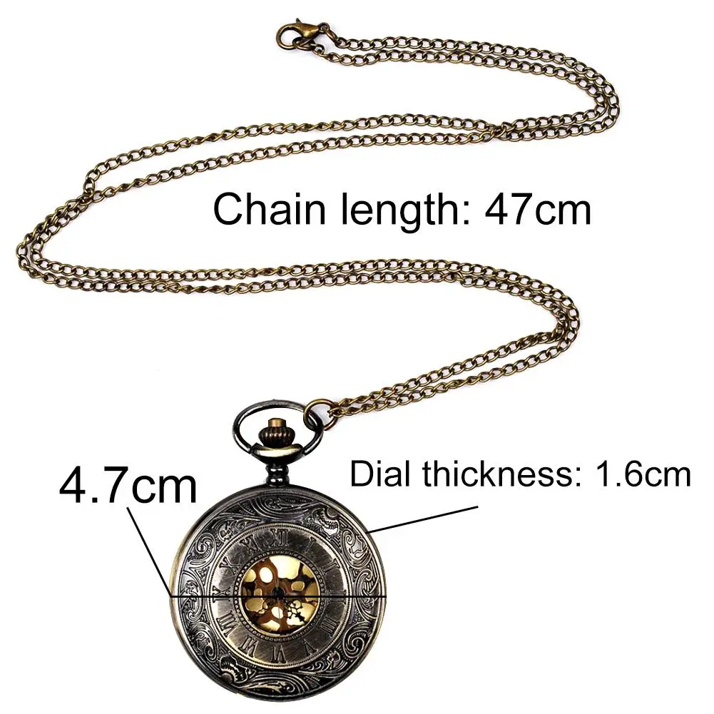 

Unisex Hollow Round Dial Double Display Quartz Chain Fob Pocket Watch Necklace