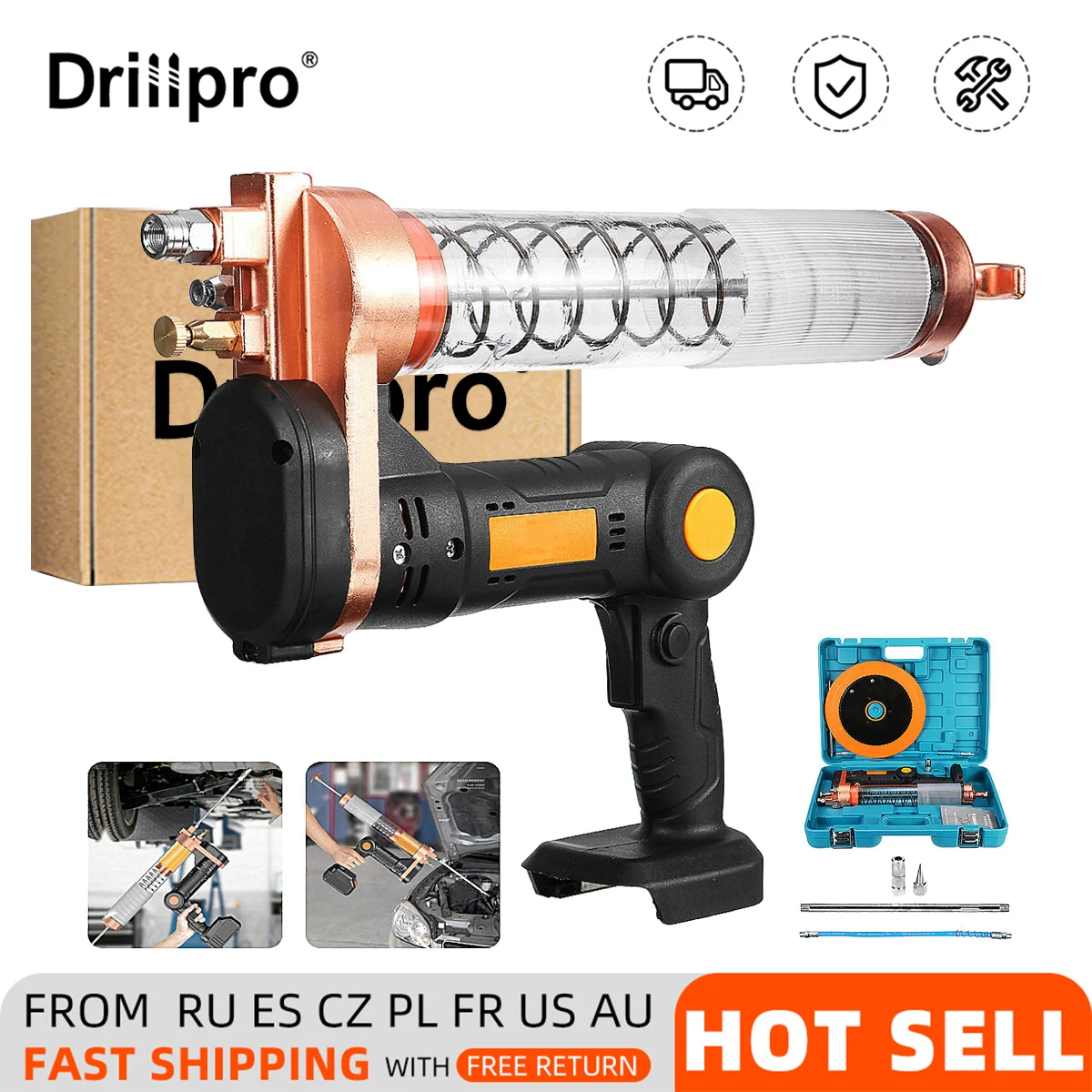 

Беспроводные электрические смазочные пистолеты Drillpro, 18 в, 600 мл, 12000PSI, 600cc, набор электроинструментов для литиевой батареи Makita 18В