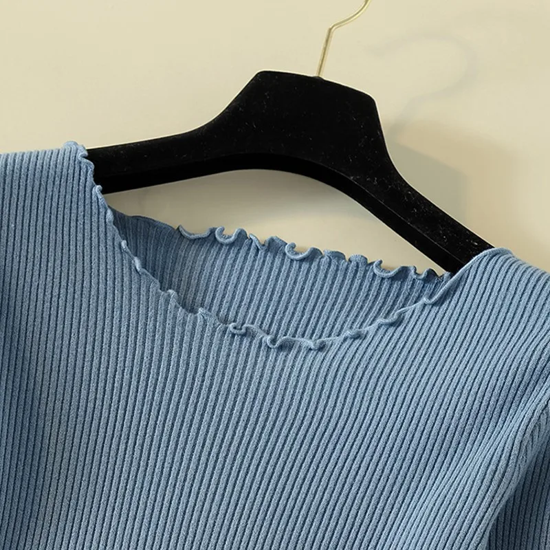 

Pleated Round Neck Autumn Knitted Sweater Womens Sweaters Winter Top For Women Pullover Jumper Pull Femme Tops