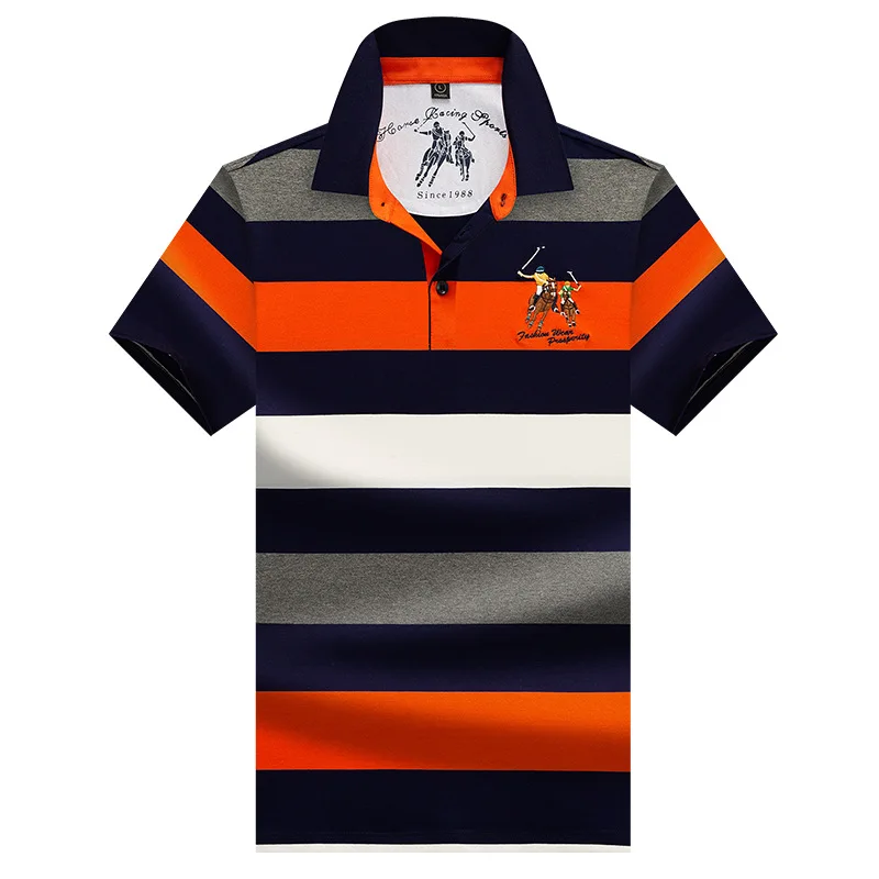 Мужская рубашка поло в полоску с отложным воротником|Поло| |