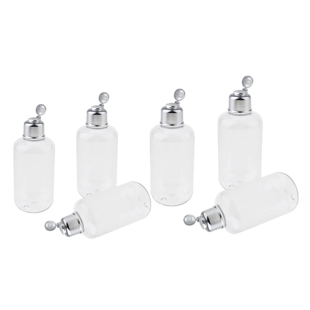 

6x Clear Empty Cosmetic Cap Bottle Refillable Toner Container 200/300ml