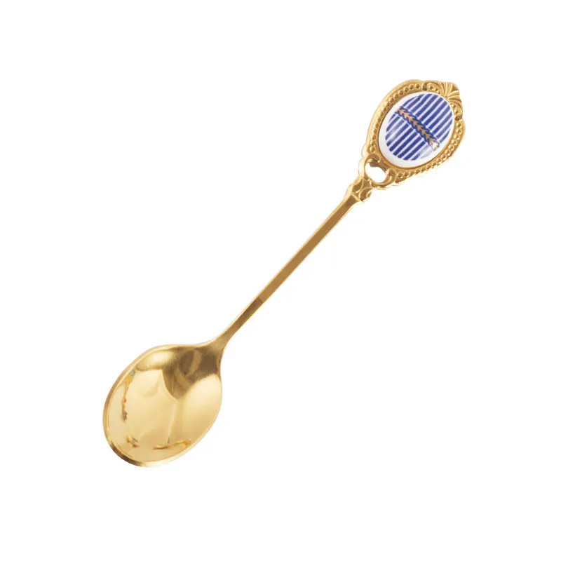 

4Pcs Coffee Spoon Luxury Stainless Steel Spoons Set Inlay Handle Coffee Scoop Vintage Gold Plating Dessert Cake Tea-spoon Set