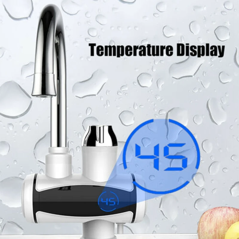 

SHGO HOT-220V Electric Faucet Tap Instant Hot Water Heater Home Bathroom Kitchen 3000W