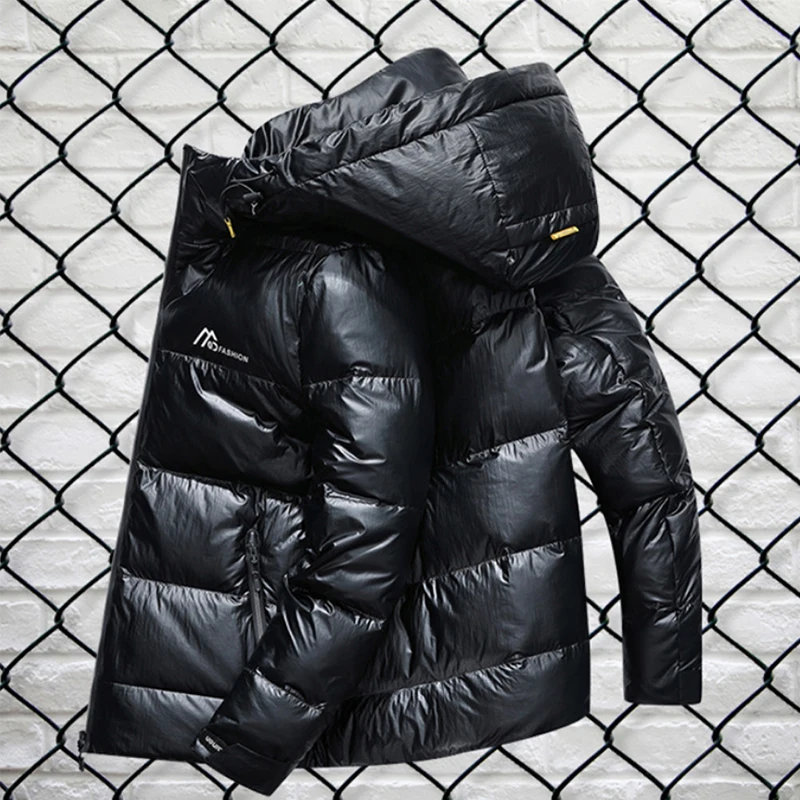 Модное Новое мужское зимнее пальто Паркер на белом утином пуху Толстая теплая