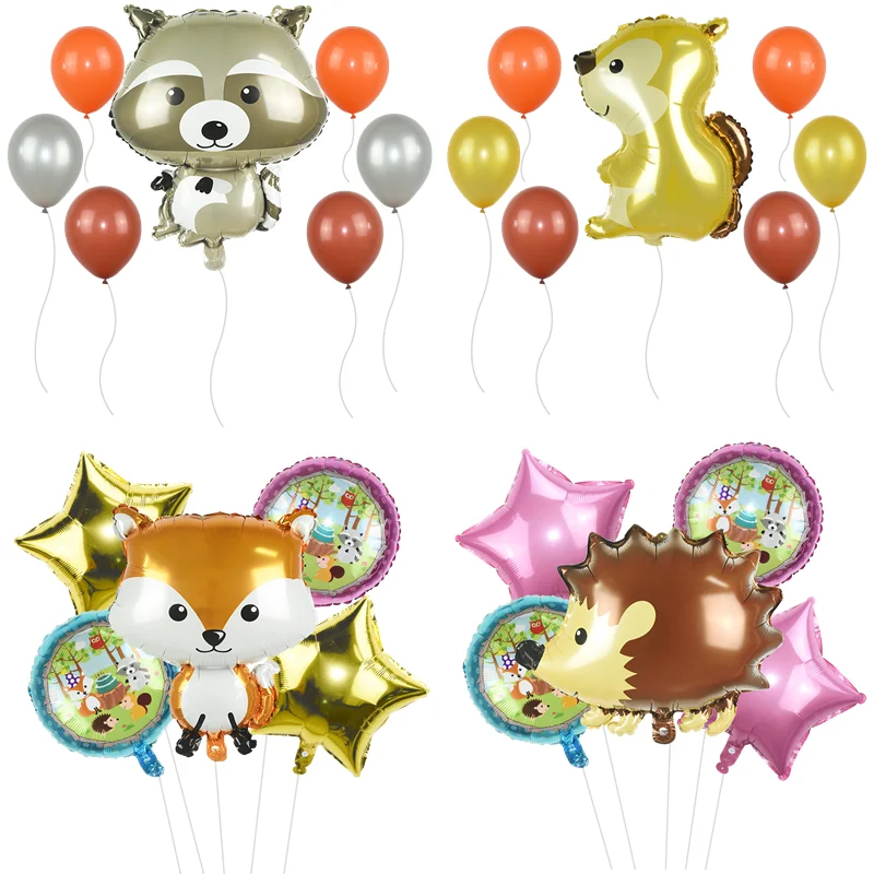 1 Набор мультяшный еж белка лиса животных фольга латекс воздушный шар в джунглях