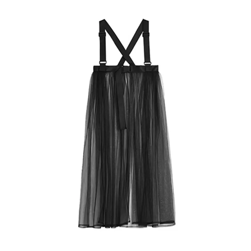 

XITAO Black Split Skirt Mesh Fashion New Strapless Thin Perspective Small Fresh Casual Style Loose 2021 Skirt Split WMD2062
