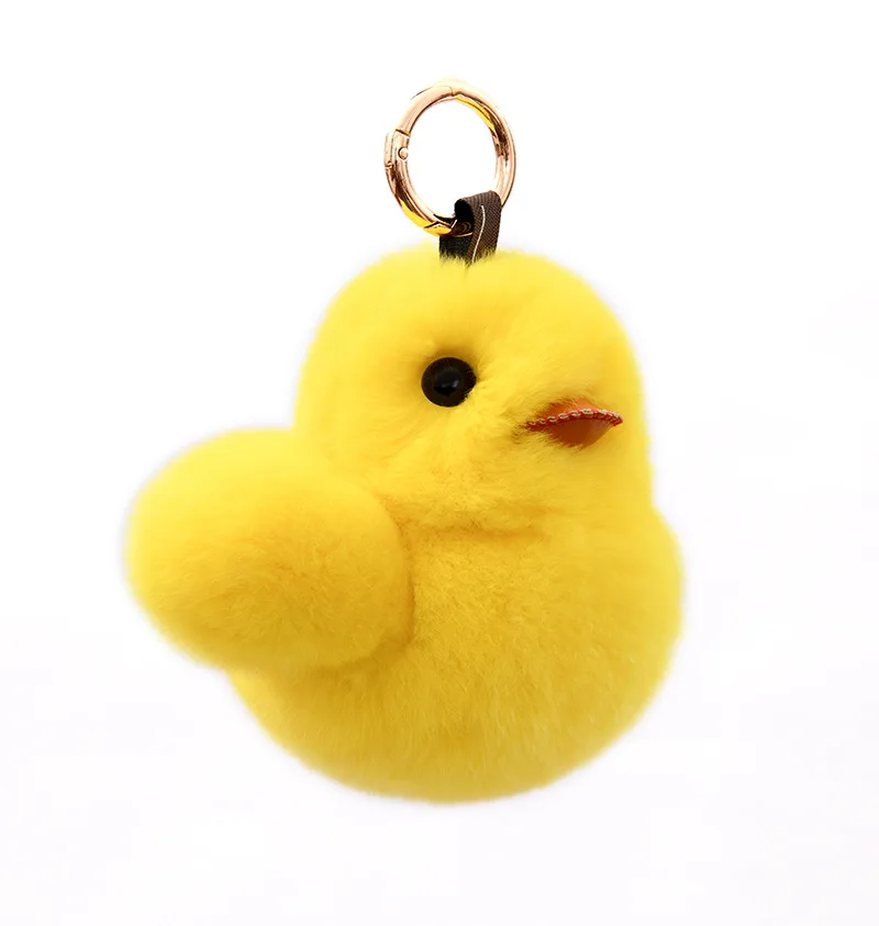 

Yellow duck Fluffy Rabbit Fur key chain Pompoms Chain Bag Women Cartoon Rabbit Sling Bag Fluffy Bunny Shoulder Plush backpack