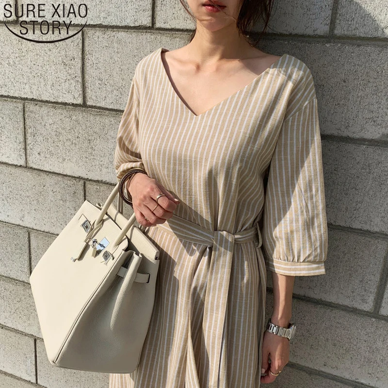 Хлопок и лен длинное платье Новая мода 2021 летние свободные кружевное женское с