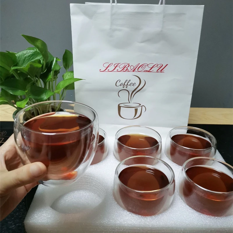 

6pc Gift Box Double-layer Cup 250/350Ml Glass Cup Beer Coffee Cup Water Glass Transparent Glass Wholesale Water Glass Set Gift