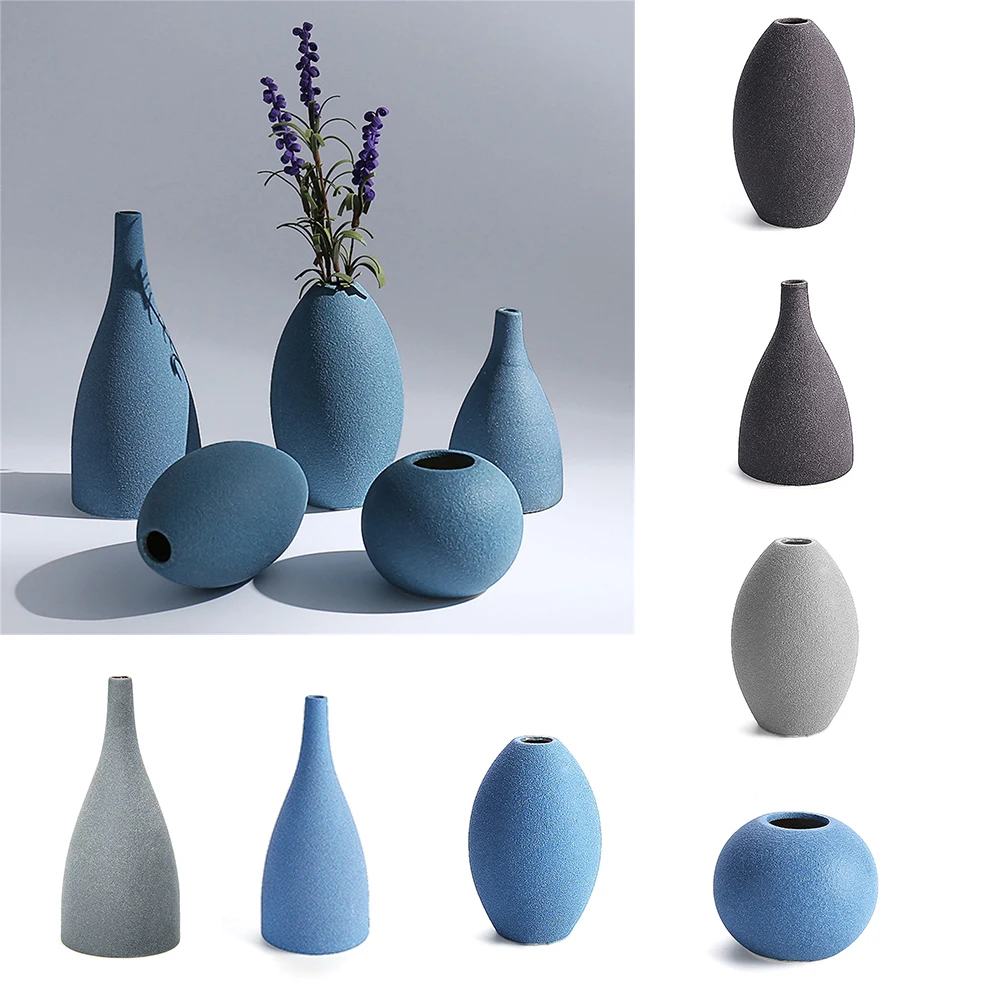 Европейские Простые керамические вазы синие черные серые настольные маленькие