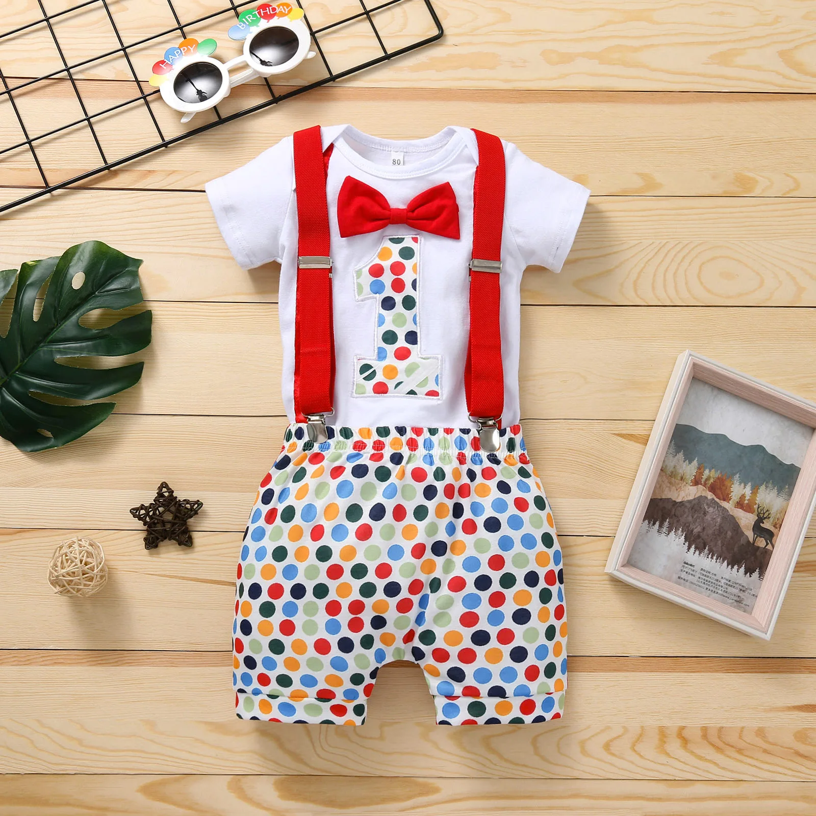 Одежда для маленьких мальчиков на один год Детский костюм первый джентльмен