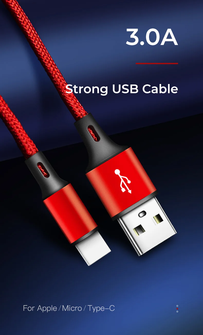 IONCT 3A Micro usb кабель для передачи данных 3 м Быстрая зарядка для iPhone Xiaomi samsung Android usb type c кабель зарядное устройство для мобильного телефона шнур провод