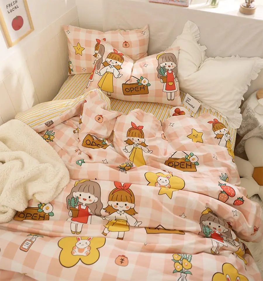 

Cartoon strawberry star bedding set teen child kid girl,cotton twin full queen home textile bed sheet pillow case quilt cover
