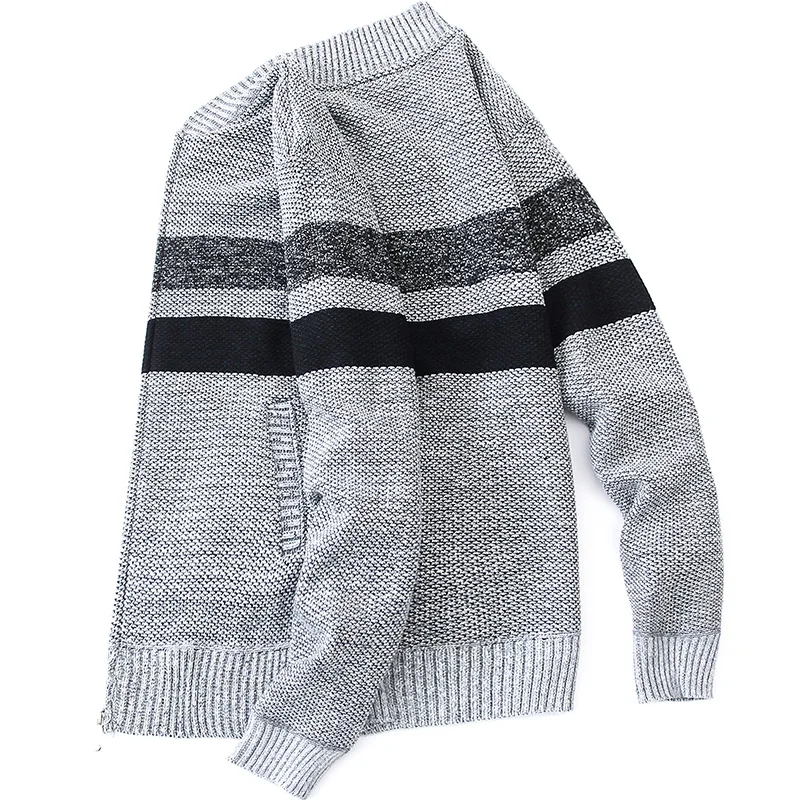 Men's Baseball Sweater Striped Cardigan Plush Fleece Zipper Fall Winter Casual Thermal Jacket 2023 New In Male Coat