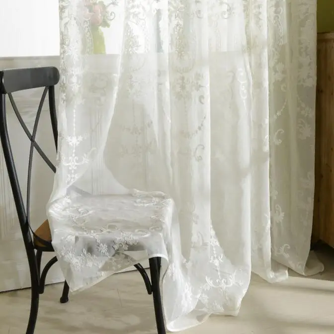 Роскошные тюлевые занавески с вышивкой для гостиной спальни белая вуаль окна