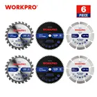 Набор лезвий для мини-пилы WORKPRO, комплект из 6 алмазных лезвий для электрической циркулярной пилы TCT65MNDIAMOND для резки пластика, кирпичной кладки, бетона, дерева