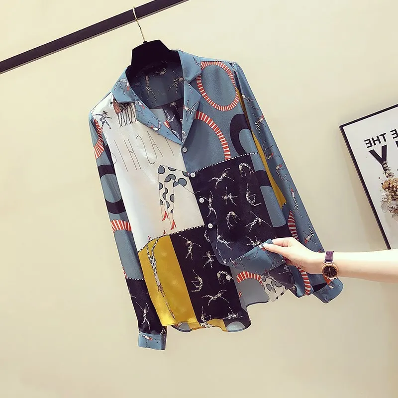 

SWYIVY Casual Women Plus Size Shirts Spring Autumn Chiffon Blouse Long Sleeve Shirt Women 2020 Print Chiffon Shirt Tops Clothing