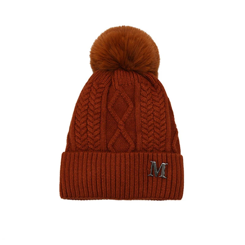 Новая вязаная шапка модная женская однотонная Милая для волос ветрозащитная