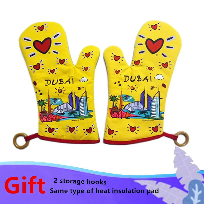 

2Pcs Heat Insulating Gloves Anti Scald Thickened Oven Microwave Baking Accessorie Tool kitchen With Gift Insulation Pad Hook