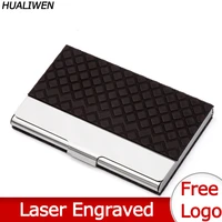 laser engraved logo luxury credit card holder portable slim steel business id name cardholder metal aluminum coin change wallet