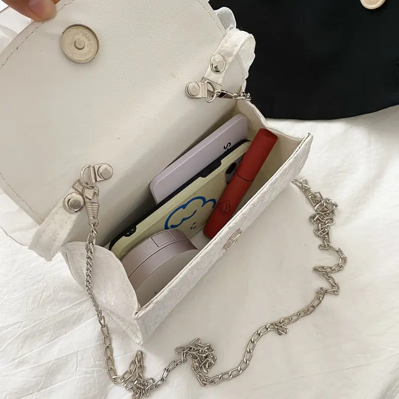 

Shoulder Bags Women Summer Lace Popular New Stylish Trendy All-match Mesh Bow Handle Fairy Temperament Ladies Chains Flap Fresh