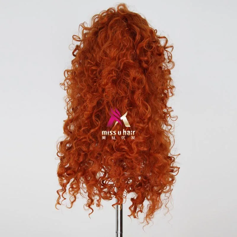 Смелая Принцесса Мерида 75 см оранжевый длинный кудрявый парик косплей Хэллоуин