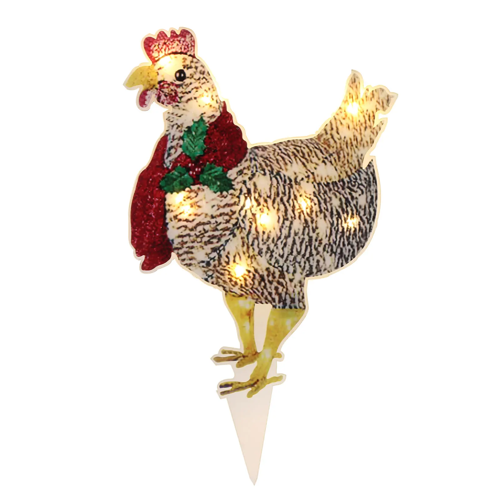 

Светящаяся курица с шарфом-праздничное украшение, светодиодные Семейные знаки курицы, рождественские уличные украшения, украшения