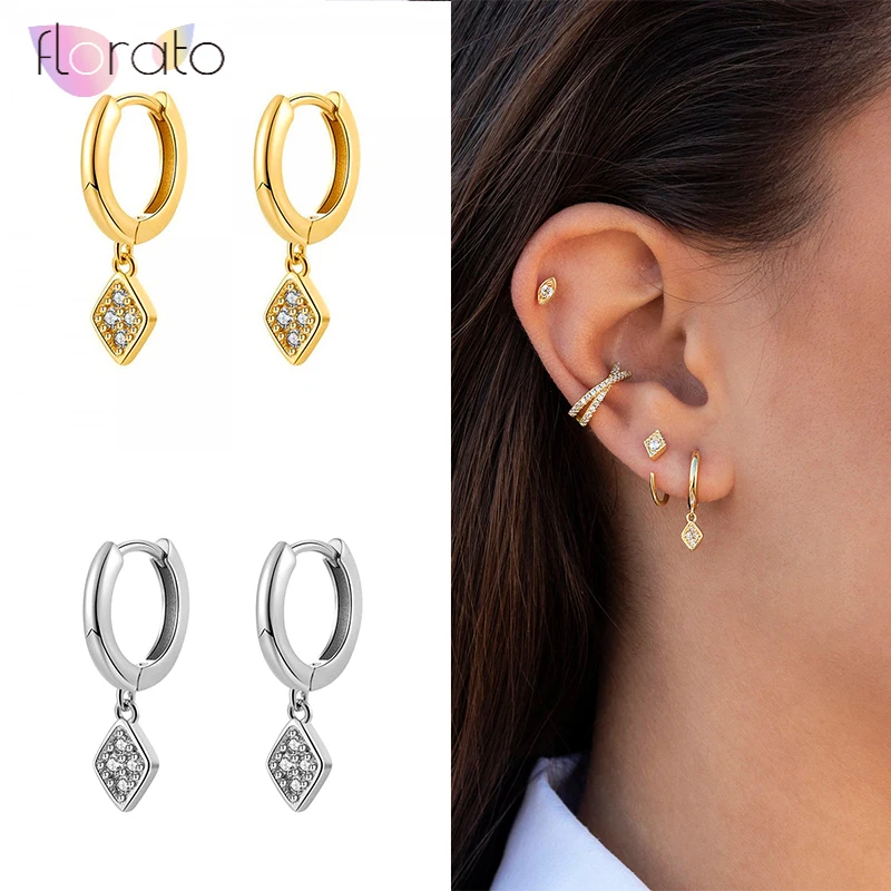 Натуральная кожа простой 925 пробы серебряные тонкие женские серьги кольца с Для