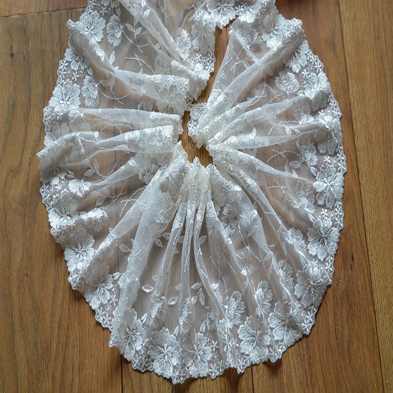 

5Meters Exquisite Lace Fabric Sewing Embroidery White Bilateral Flower Trim Wedding DIY Garment Bra Underwear Accessories Craft