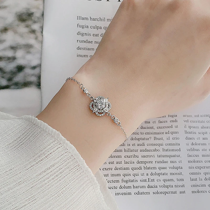 Браслет женский из серебра 100% пробы с четырьмя листьями клевера 925 карат - купить