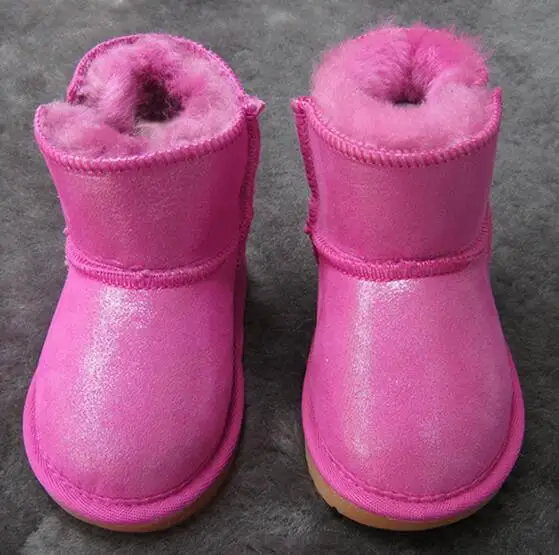 Baby Girls Snow Boots Winter Australia Warm Sheep Skin Leather Fur Baby Botas Waterproof Infant Boot Boys Bootie Shoes Non-slip - Цвет: F