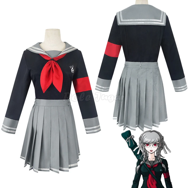 

Аниме Dangan Ronpa Peko Pekoyama косплей костюм парик для взрослых женщин Schlool JK Униформа Топы + юбка + галстук костюм моряка C78M111