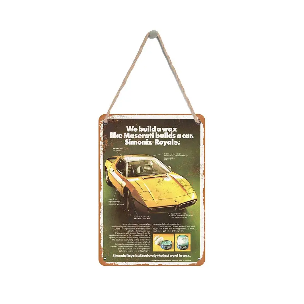 

Isaric деревянный подвесной знак 8X12 дюймов 1974 Royal воск и Maserati Забавный деревянный знак