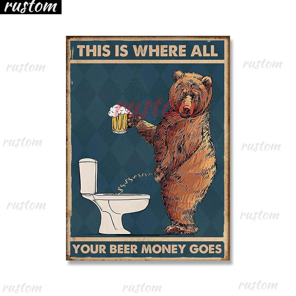 

Diomang Painting Grumpy Bear Drinking Beer To The Bathroom Abstract Diomang Art For Bathroom Toilet The Wall Home Decor Gift Rus