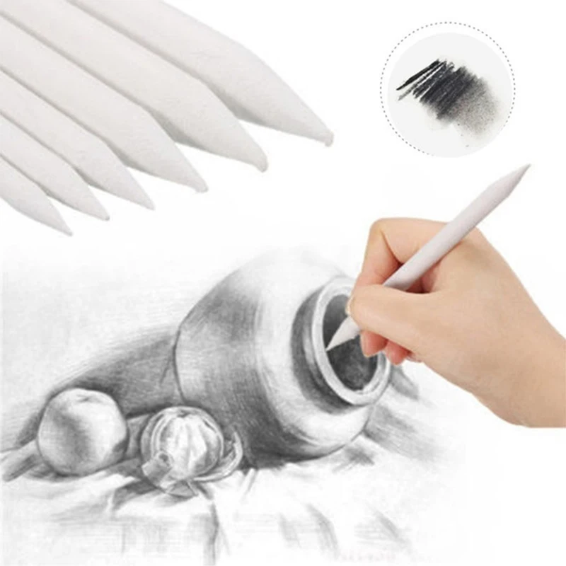 

6pcs Blending Smudge Stump Stick Sketch Art White Drawing Pen Tool Art Supplies
