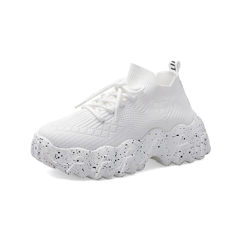 

Women Sneakers White Platform Sports Dad Shoes Autumn 2021 Fashion Woman Lace-up Casual Breathable Chunky Ladies Red Socks Shoes