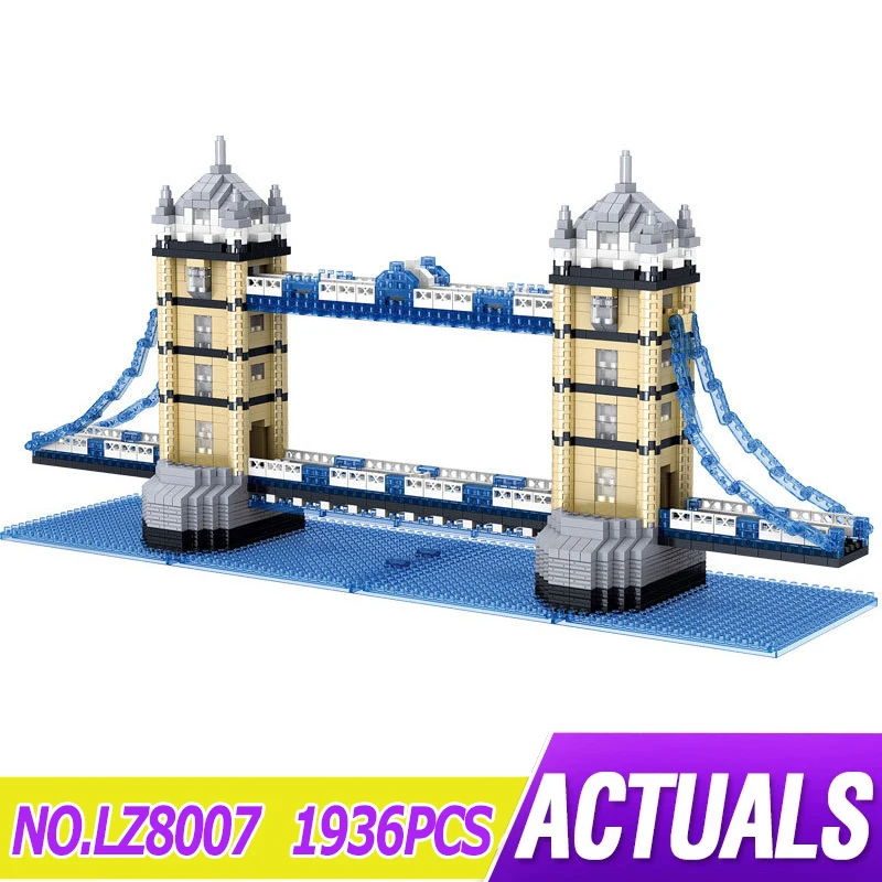 

LEZI LZ8007 мировая архитектура Великобритания башня мост 3D модель мини Модульные строительные блоки кирпичи DIY Детская игрушка подарок