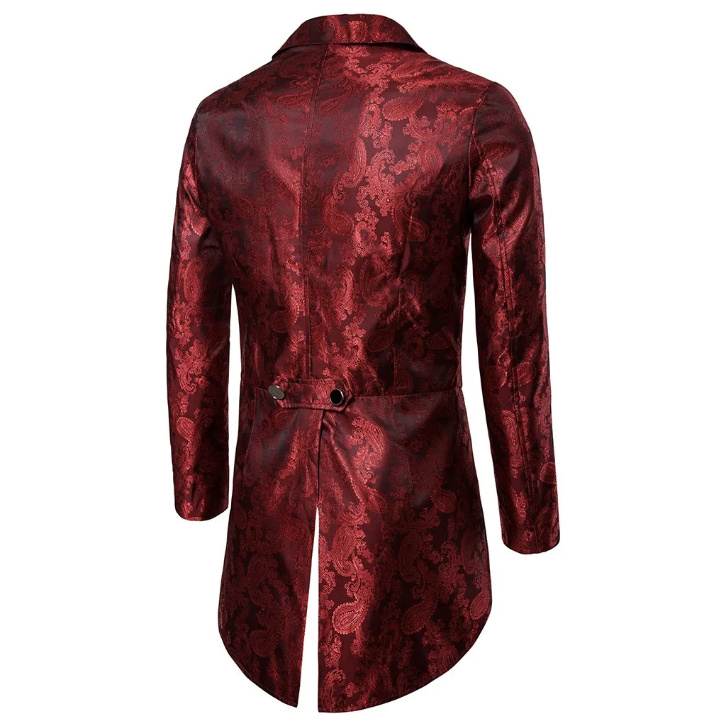 

long blazer steampunk Men Tailcoat Jacket Goth Uniform Men Suit Coat perform terno masculino