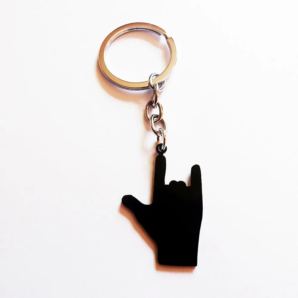 Fashion Hand Rock &amp Roll Keyring Stainless Steel with Black Coating Keychains For Singer Gesture | Украшения и аксессуары